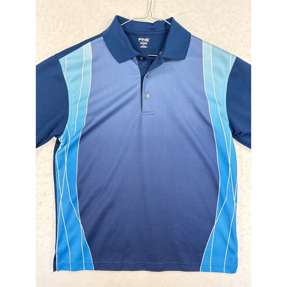Ping Other - Ping Collection Mens Medium Blue Colorblock Golf Polo Performance Dynamics Shirt